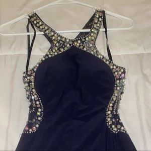 Navy blue long bodycon dress. Tag says size 1. fits size 3/4